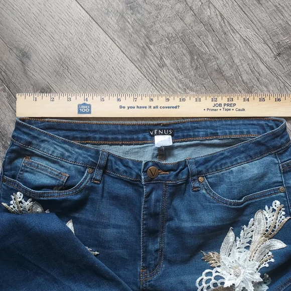 Venus Women's Floral And Pearl Embellished Skinny Jeans Size 16 - Picture 10 of 14